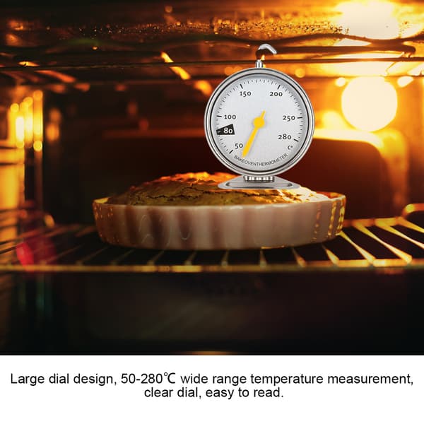 Ovntermometer i rustfrit stål med krog, stort køkkenmåleværktøj 50-280℃