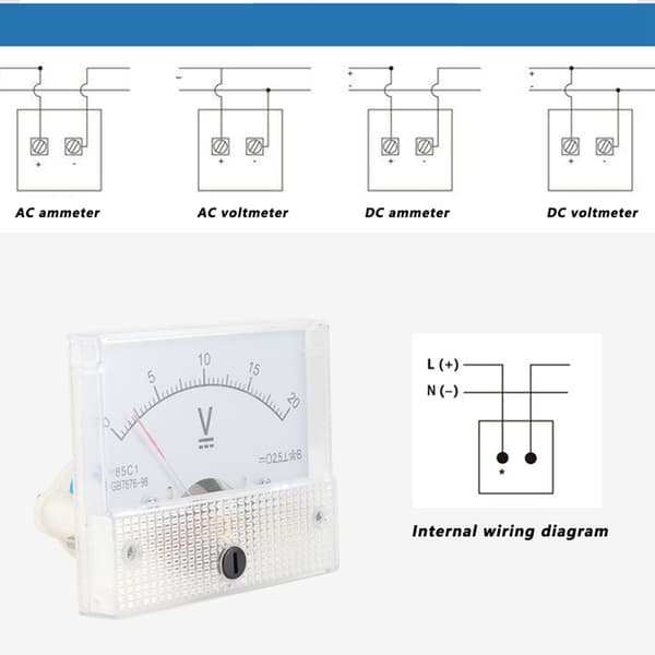 DC Voltmeter 85C1 Panelmåler 0-30V Analog Spændingsmåler Rund Skive