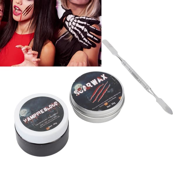 Ärrvax Koagulerat Blod Kit Sår Modellering Halloween SFX Smink Kit med Spatel