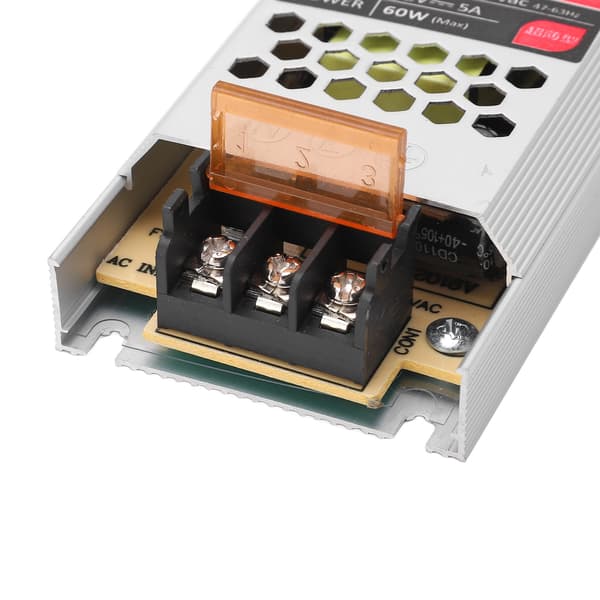 60W 12V 5A Ultratynd LED-driver, aluminiumstrimmeltransformer til stripelys