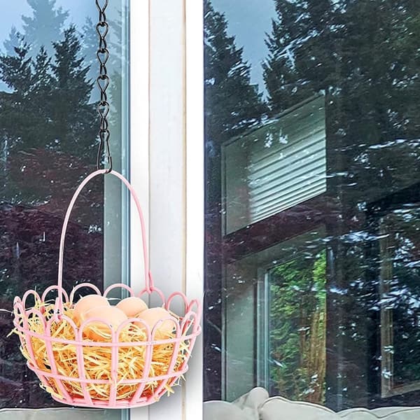 2-pak sorte fuglefoderautomater, blomsterpotte-lanterner og dekorative kæder, 25 cm