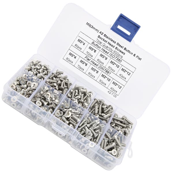 600 stk. M6 unbrakoskruesæt - 304 rustfrit stål pan/fladhoved hardwarekit