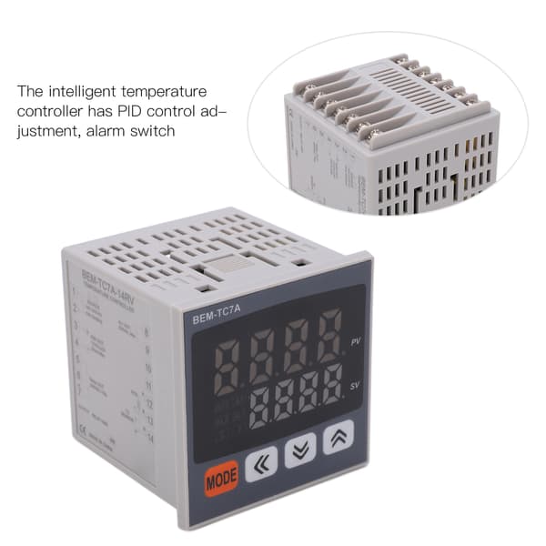 PID Temperaturregulator Digital Termostat Relæudgang 100-240VAC BEM-TC7A-14RV