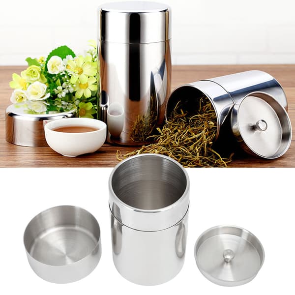 Bärbar 304 Rostfritt Stål Förseglad Te Blad Förvaringsburk, Kaffebönbehållare, 400ml
