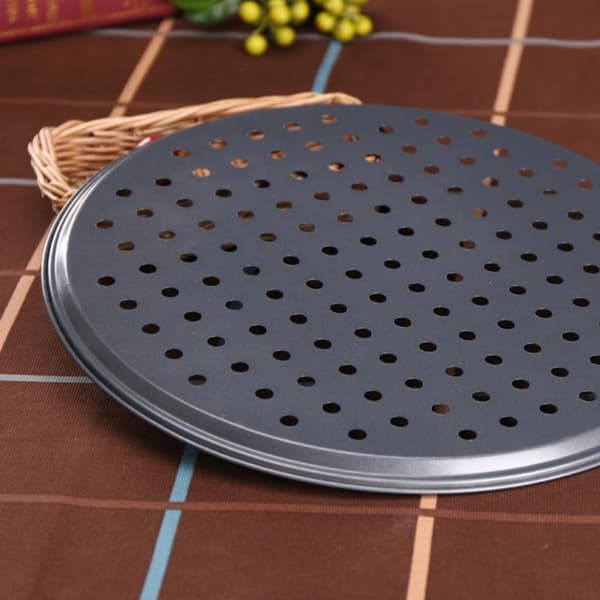 Non-Stick Pizzapande Rund Bageplade Stærk Kulstofstål Ovnplade