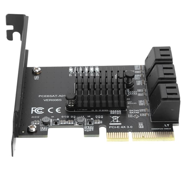 PCIE til 6-ports SATA3.0 6Gbps controllerkort, PCIE3.0 GEN3 4X Hub-adapter til harddisk