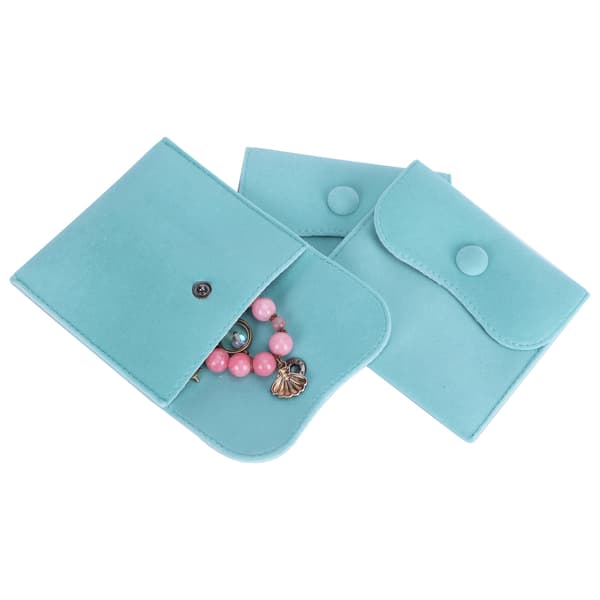 5 st sammetsväskor med tryckknapp Smyckesförvaring Flanell Mocka Presentpåse Blå 10x10cm
