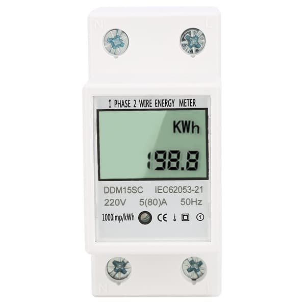 5-80A DDM15SC LCD Digital Enkeltfaset DIN-skinne Strømforbrugsmåler