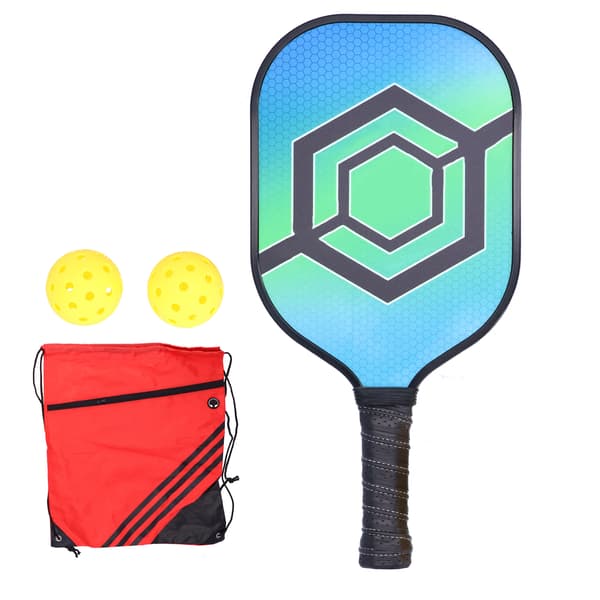 Kulfiber Pickleball Bat Sæt med 2 Bolde & Taske, Pro Bat til Indendørs/Udendørs Spil