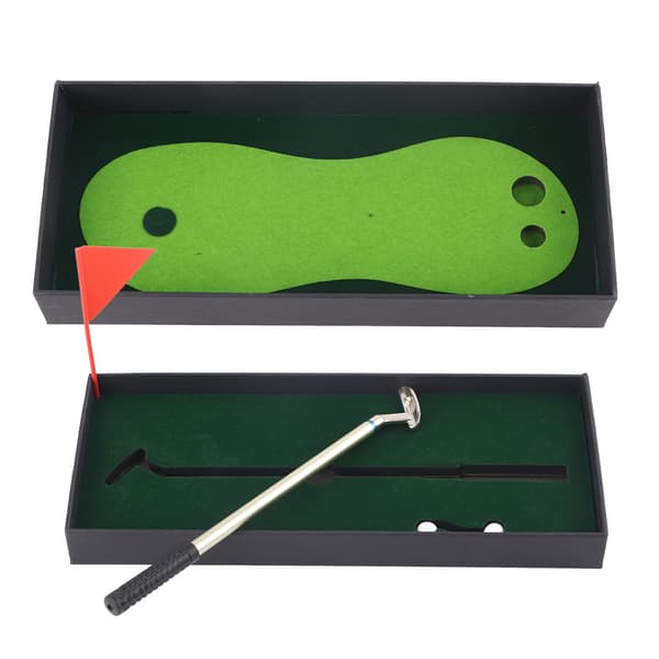 Mini skrivebordsgolf putteøvelsessæt med putter, bold, måtte og flag til hjemmekontoret