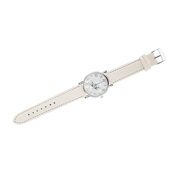 Dame hvid PU læder kvarts analogt armbåndsur