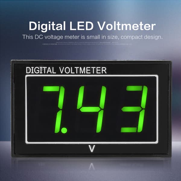 1 stk. 0,56\" Digital LED Voltmeter DC 2,5-30V Vandtæt Panelmåler Grøn Skærm