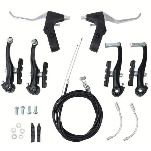 MTB V-bromssystem 2-par aluminiumbromsar silver passar de flesta cyklar