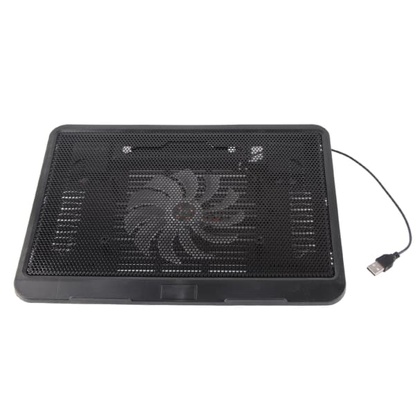 Notebook Chill Mat, USB Hub Base med 130x20mm blæser, sort, jernnet, 33x25x3cm, til 14-tommer laptops, 1 stk.