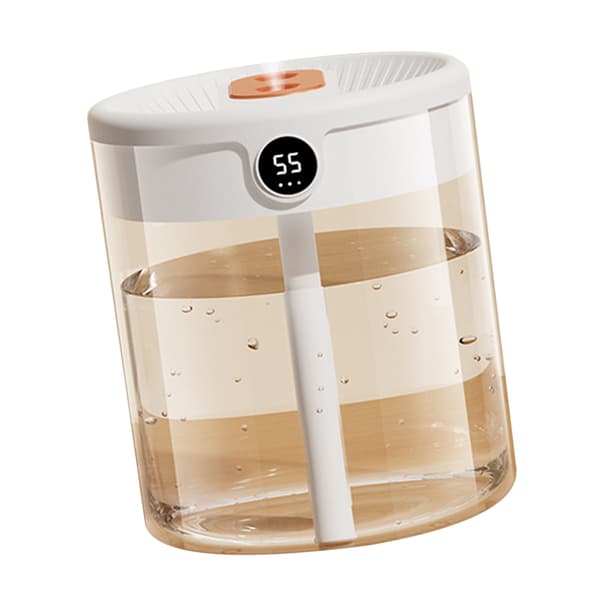 2L Dobbelt Dyse USB Luftfugter med LCD Fugtighedsdisplay, Stor Kapacitet Aroma Diffuser til Hjem Soveværelse Hvid