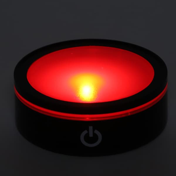 LED Base Krystal Sort Flad Touch Multi Mode Farverigt Hvidt Lys 3D Indgraveret Laser Base