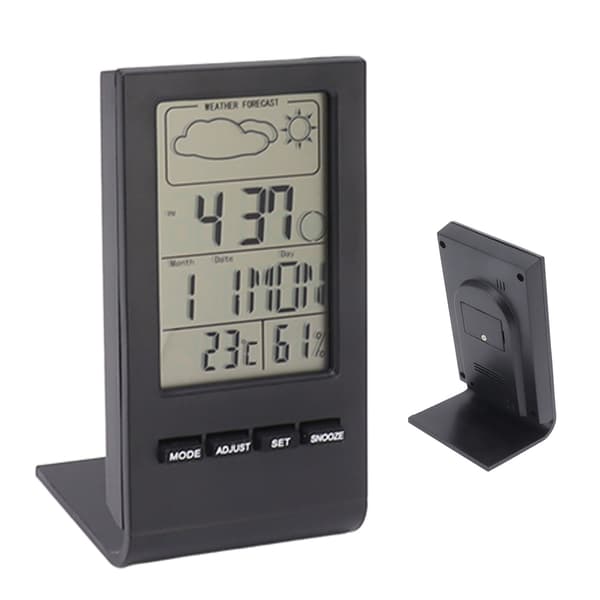 Digital inomhus LCD-hygrometertermometer med alarm - Svart