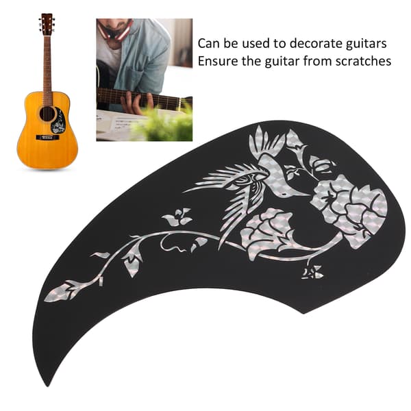 10 st PVC gitarrskyddsplattor Fågel Blomdesign Plektrumskydd för akustiskt stränginstrument, silver