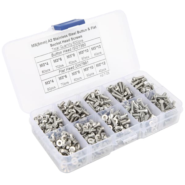 600 stk. M6 unbrakoskruesæt - 304 rustfrit stål pan/fladhoved hardwarekit