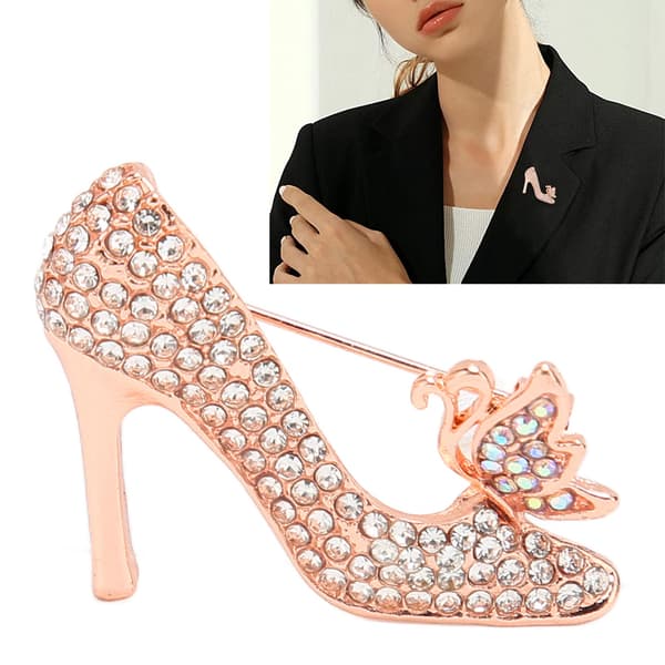 Damer Vit Stilett Glittrande Kristall Brosch Pin Chic Trendiga Modesmycken