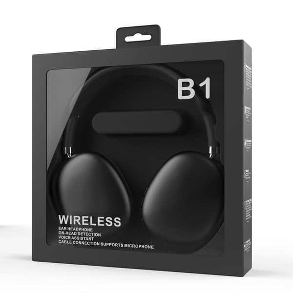 Trådlöst Bluetooth Over-Ear Stereo Headset Vikbart Justerbart med Mikrofon för Resor Kontor Hemmastudier Svart 1 Set