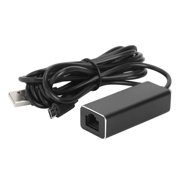 Micro USB til RJ45 LAN-konverter 10/100 Mbps med strøm USB, aluminium ABS, 1m, til TV Stick, 1 stk.