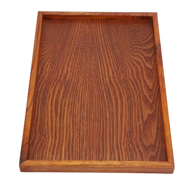 Rektangulär träbricka serveringsfat snackmatförvaringsskål för hotell hem (35x24cm)