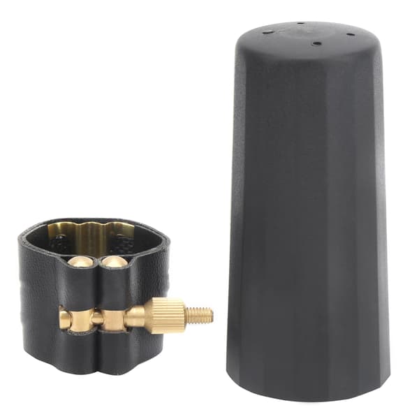 Altsaxofonmunstycke, PU-läderligatur, plastlock, vit förpackning, JS01