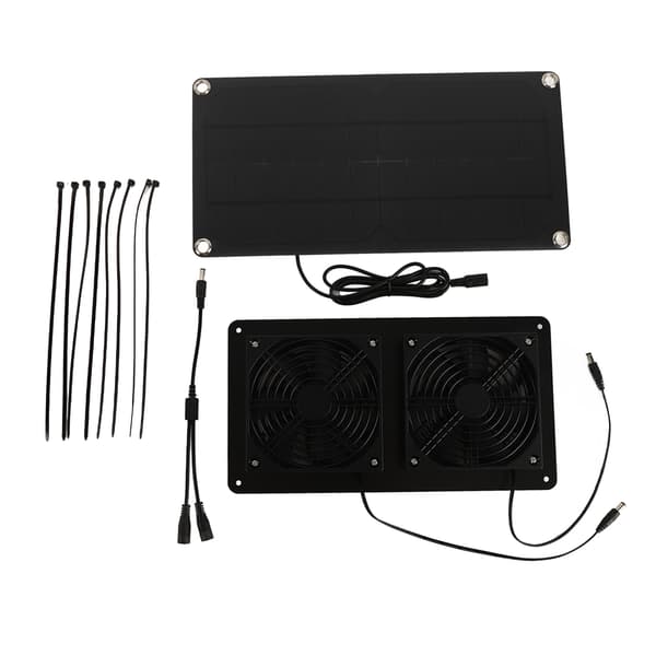 12V 20W Monokrystallinsk Solpanel Kit Dobbelt 3W Køleventilatorer til Bil Drivhus