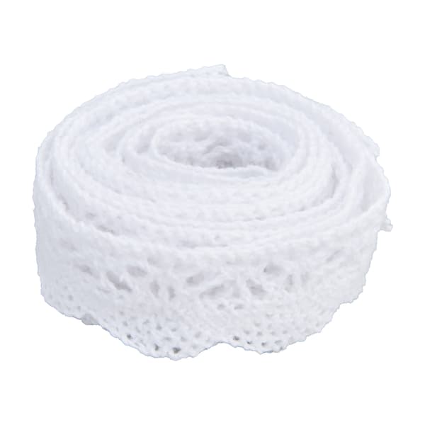 Spetsband DIY Bomullsnät 2cm Bredd 20 Yards Elegant Tyllspets för Gardin Kläder Duk Presentförpackning Vit