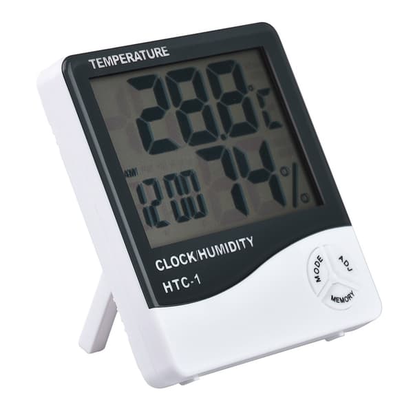 HTC-1 Multifunktion Digital Hygrometer Termometer Ur Stor Skærm Rumtemperatur Fugtighedsmåler