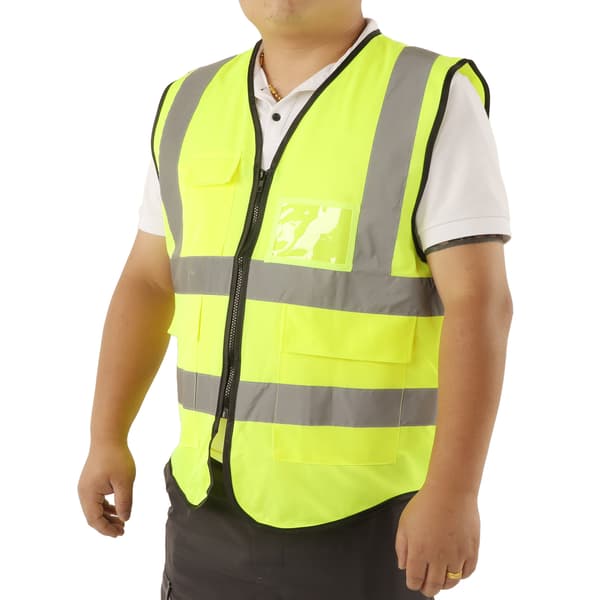 Hi-Vis Reflekterende Sikkerhedsvest, Polyester Arbejdstøj, Lommer, Ingeniør, Størrelse M