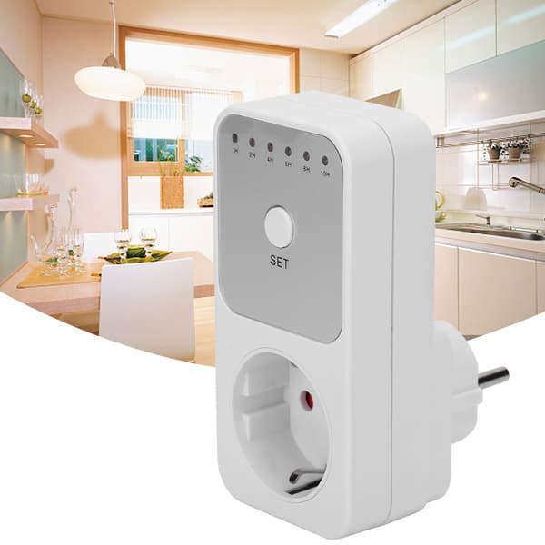 EU-stik 230V Timer Strømstikafbryder, Digital Nedtællingscontroller, Hvid, 1 pakke