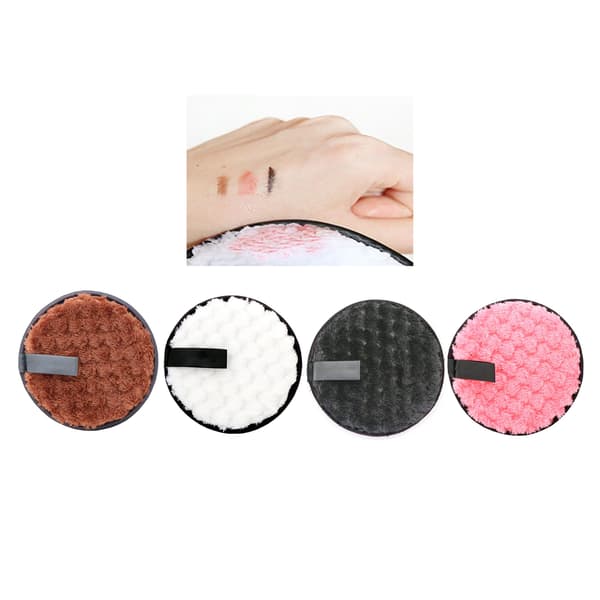 4 stk. Makeupfjernerpuder Runde Dobbeltsidede Genanvendelige Bløde Bærbare Vaskbare Makeup Mikrofiberpuder