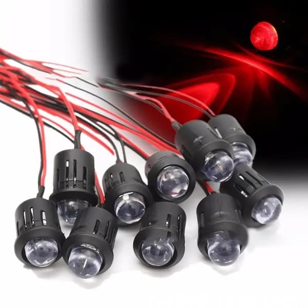 Vandtætte 12V Røde LED Indikatorlys, 10mm, 10-pak til Bil Båd