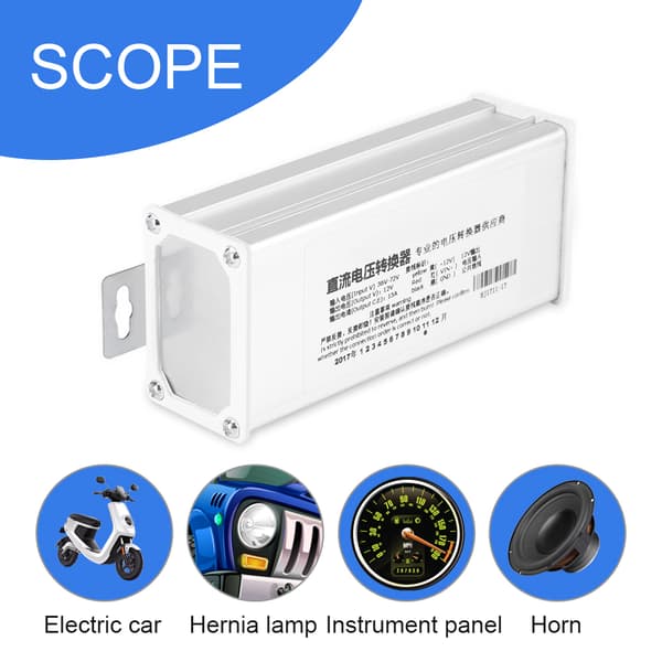 36V-72V DC til 12V 15A 180W Step-Down Konverter til E-Scooter Batteripakke