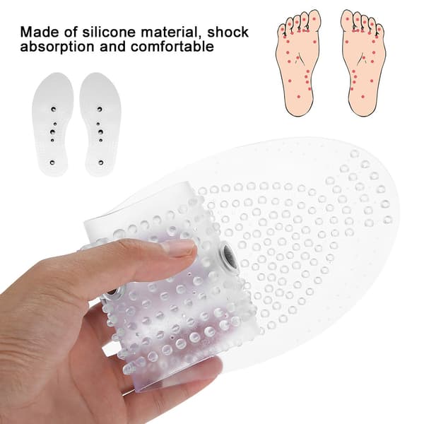 1 par magnetisk terapi hälsa transparent silikon anti-trötthet massage inläggssulor (L)