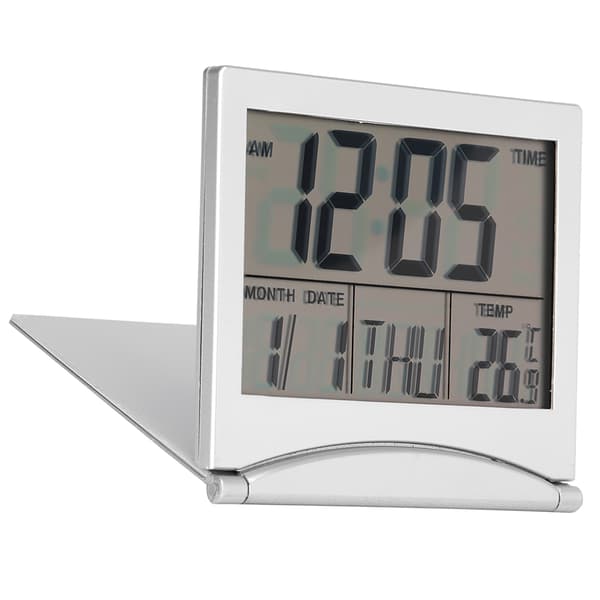 1 Bärbar Vikbar Digital LED Väckarklocka med Temperatur Kalender Snooze