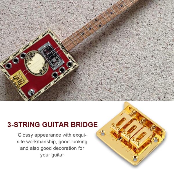 Slitstarka 3-strängade solida gitarrstallbytesdelar för elektriska cigarrlådegitarrer guld