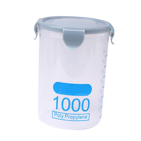 Blå plastik stabelbar 1000 ml lufttæt tørfødevarebeholder til køkkenorganisation