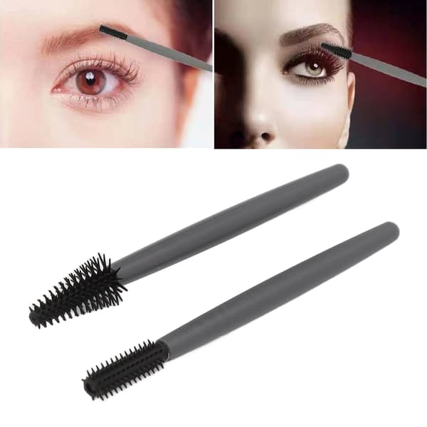 Øjenvippebørstesæt Blød Elastisk Silikone Genanvendelig Vaskbar Støvtæt Boks Bærbar Makeupbørste til Hjemmet Grå