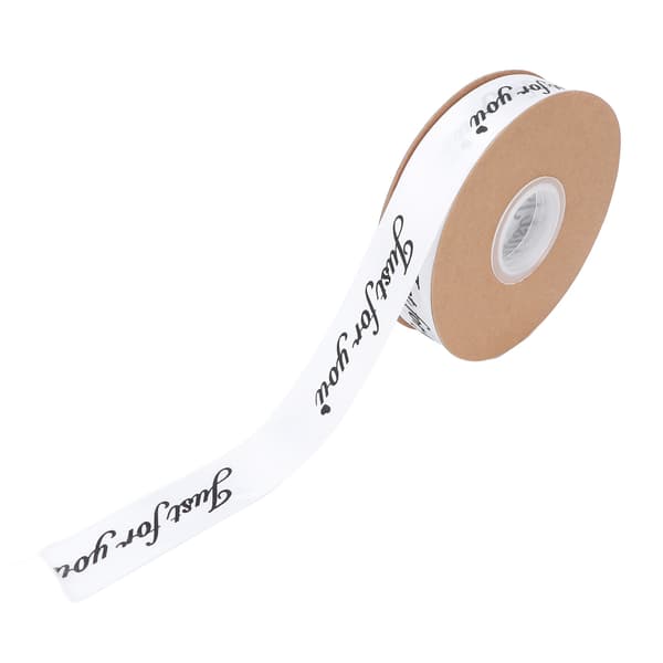 2,5 cm Satinband Rulle 45yd Tryck Bara för dig Polyester för DIY Bröllopsdekoration Födelsedagstårta Förpackning Vit
