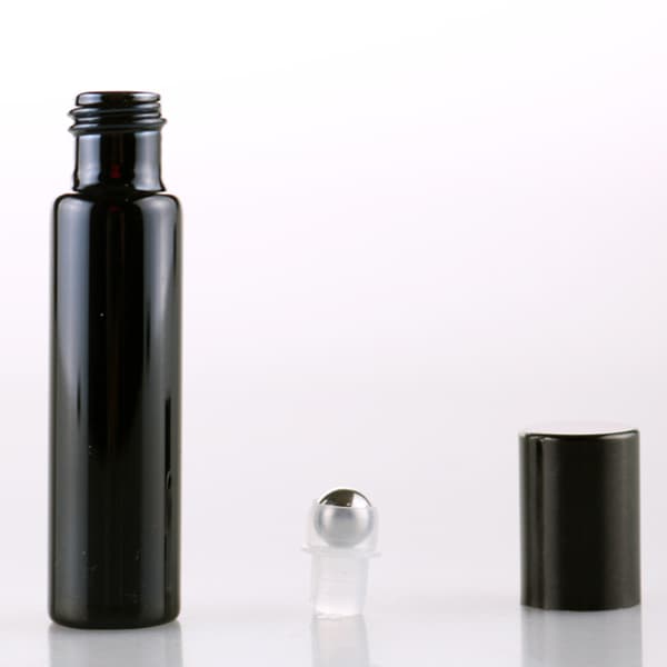 7 st påfyllningsbara parfymflaskor i glas, eterisk olja, rullflaskor, bärbara lätta tomma roll-on-flaskor för resor 5 ml svart