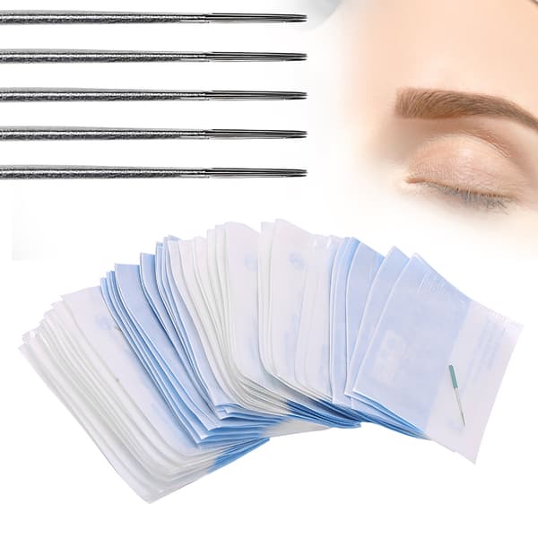 50 st förlängda ögonbrynstatueringnålar Microblading snabbfärgande tatueringsnåltillbehör 3RL