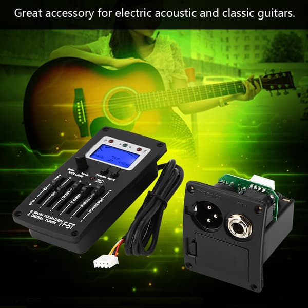 F-5T 5-bånds digital EQ-tuner til elektrisk akustisk klassisk guitar