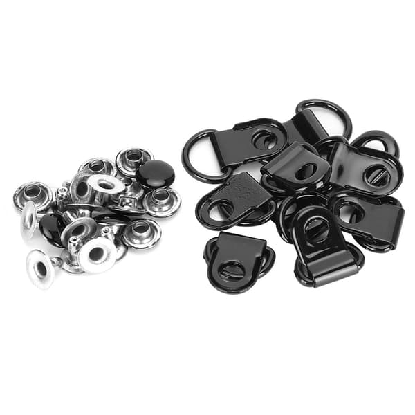 100 sæt snørebåndskrog D-ring øjespænde messing sko læder DIY nitteværktøj glans sort 9x22mm