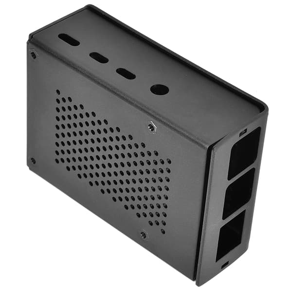 Raspberry Pi 4 Model B Svart Aluminium Kylflänsfodral med Monteringsfäste
