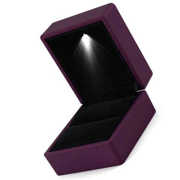 Lila LED-belyst ringförvaringslåda Smyckesdisplay Presentfodral