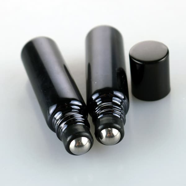 7 st påfyllningsbara parfymflaskor i glas, eterisk olja, rullflaskor, bärbara lätta tomma roll-on-flaskor för resor 5 ml svart