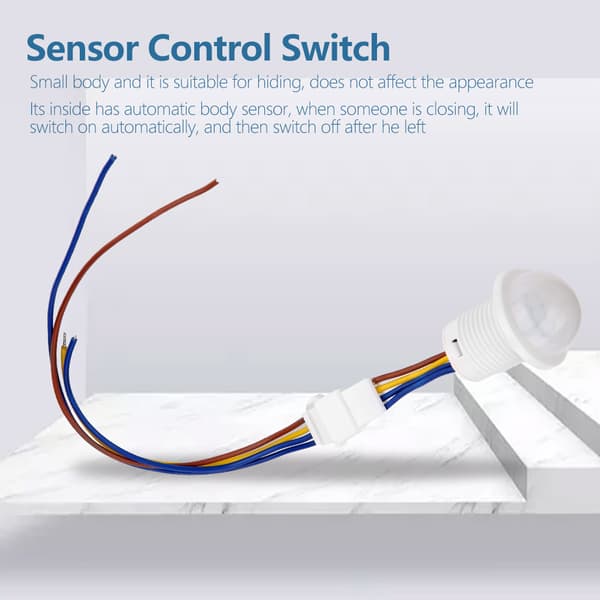 HW06A LED bevægelsessensorafbryder, infrarød automatisk styring 1-40W, 35x25mm